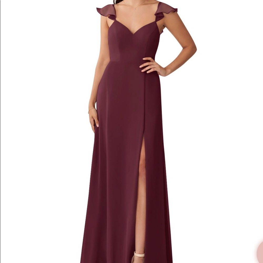 Azazie Everett Cabernet bridesmaid dress